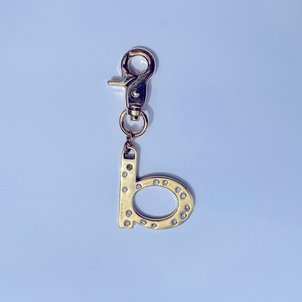 BEBE B Logo Keychain - Paved Goldtone Purse Clip Charm (NWOT)